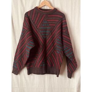Vintage SANTANA LTD Mens 90s Streetwear Argyle Diamond Striped Sweater Size L